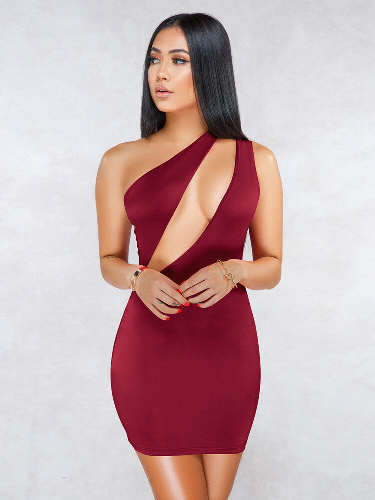 One Shoulder Cutout Bodycon Mini Dresses Clubwear Newgew