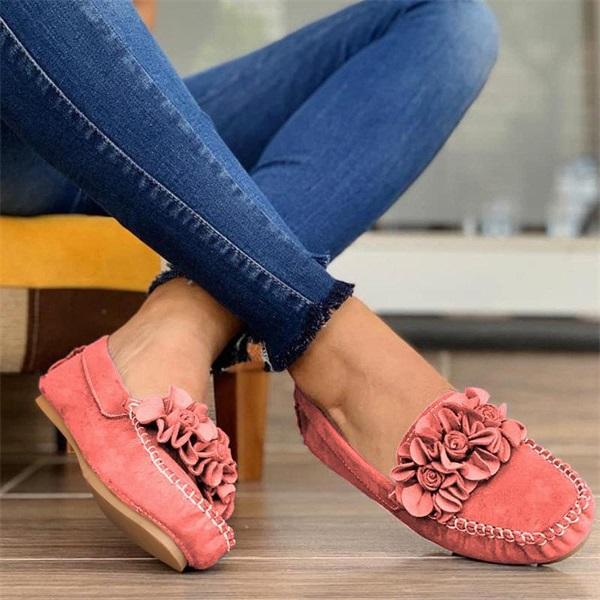 Comfy Slip-On Flower Suede Loafers Pairmore