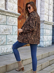 Office Long Sleeve Leopard Open Front Blazer Newgew