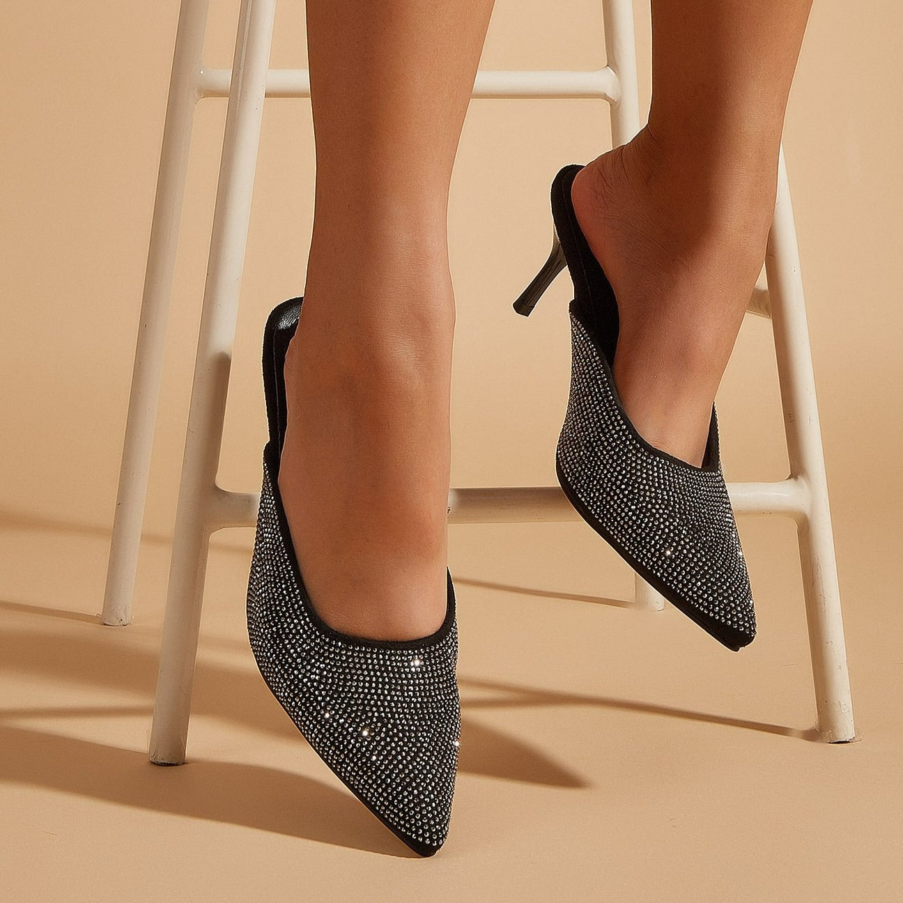 NewRiveted High-heeled Thin Heel Pointed Sandals Newgew