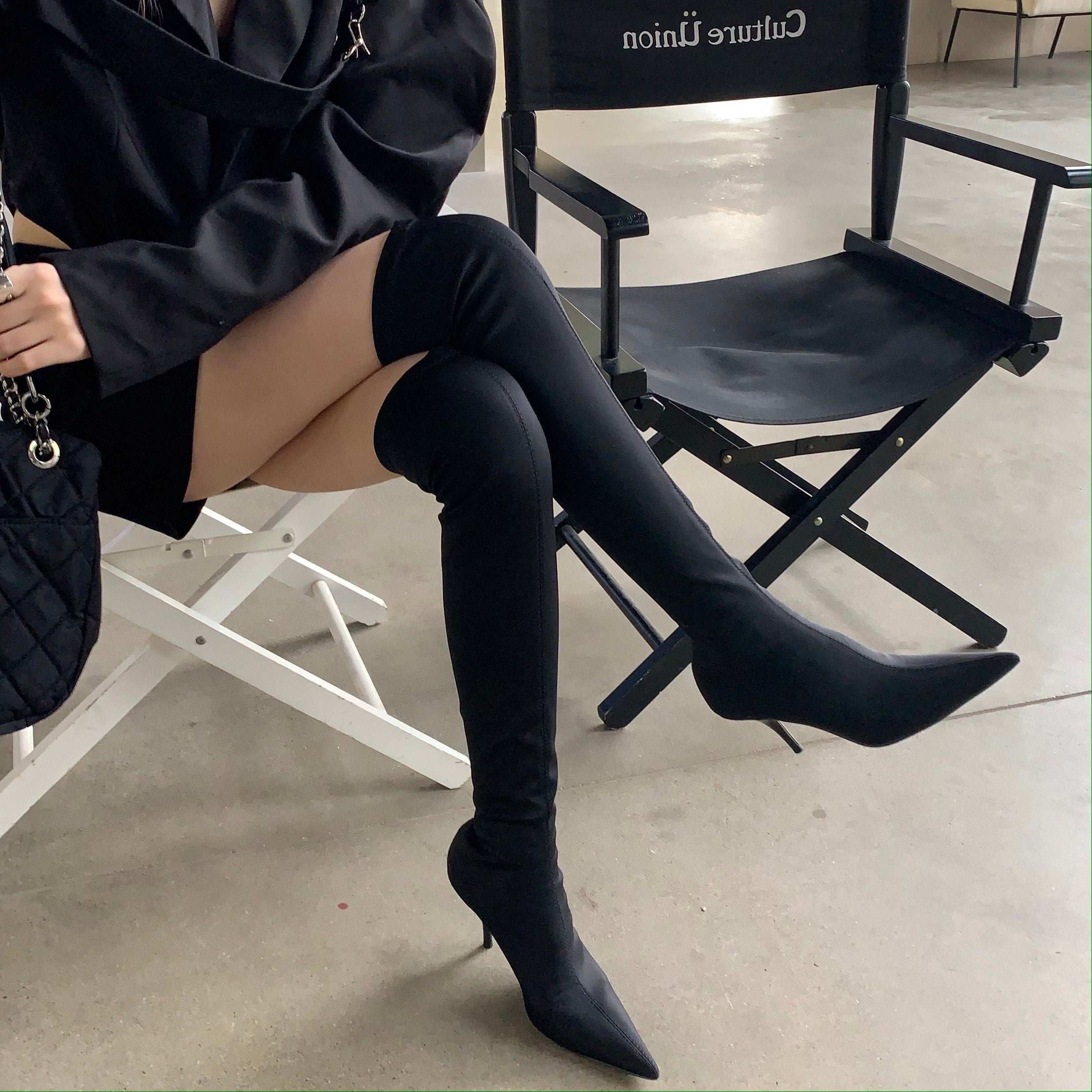 Pointed Toe Stiletto Heel Over-the-knee Boots Newgew