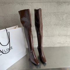 Shiny Leather Pointed Toe Stiletto Over-the-knee Boots Newgew