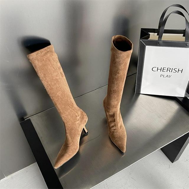 Pointed Toe Suede Thigh High Boots Newgew