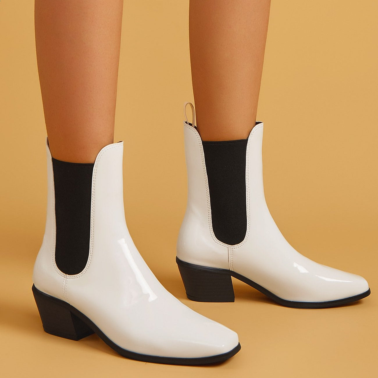 Chunky Heel Square Toe Short Boots Newgew