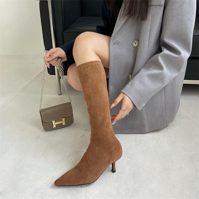 Pointed Toe Suede Thigh High Boots Newgew