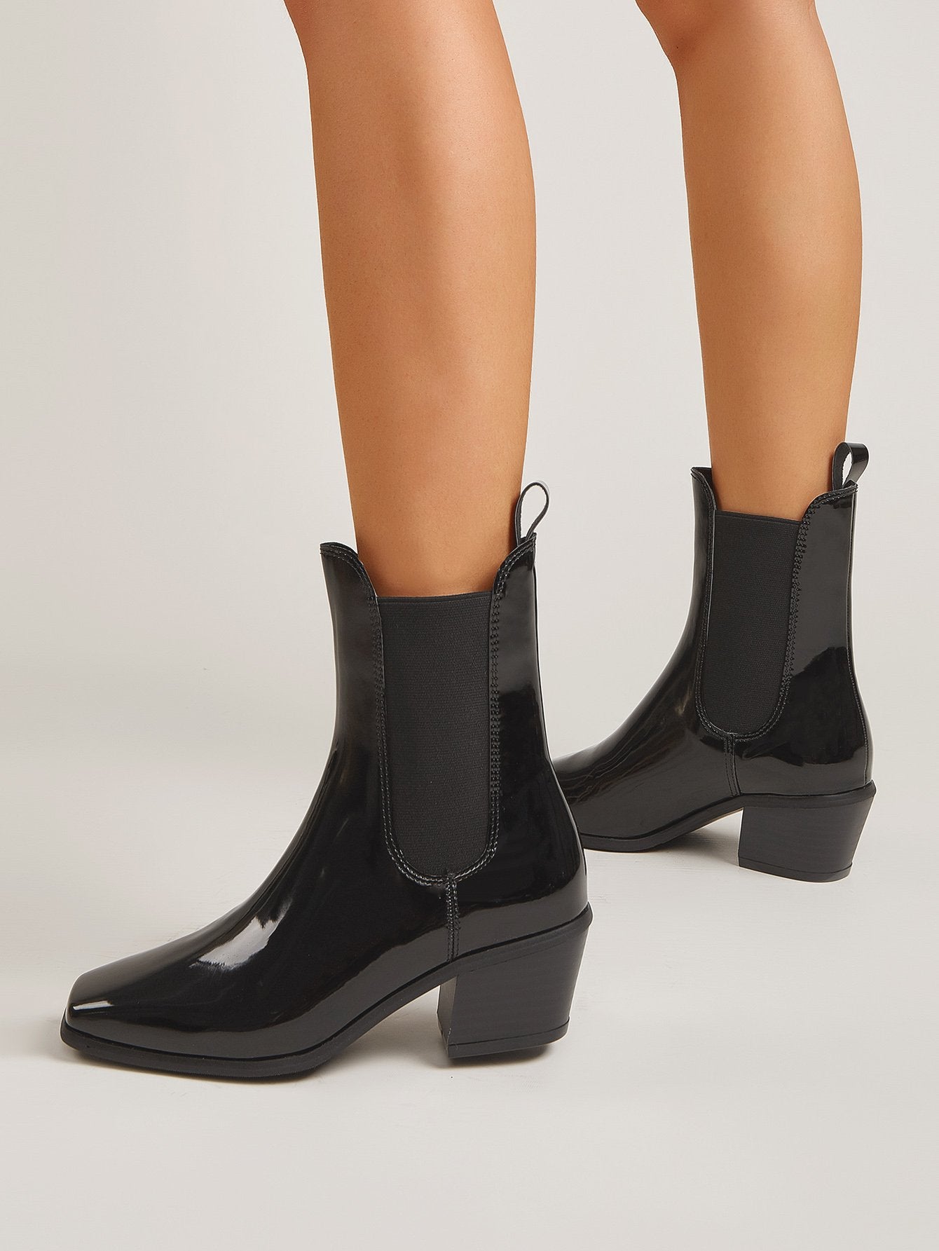 Chunky Heel Square Toe Short Boots Newgew