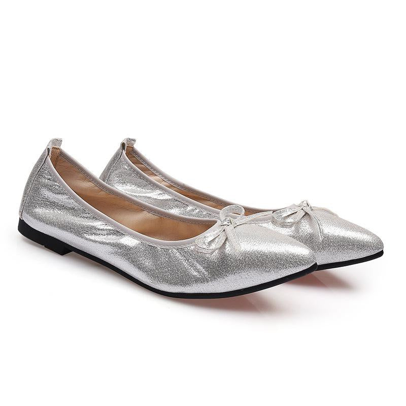 Bow Decor Pointed Toe Ballet Flats Newgew