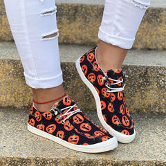 Halloween Round Toe Front Lace-up Sneakers Newgew