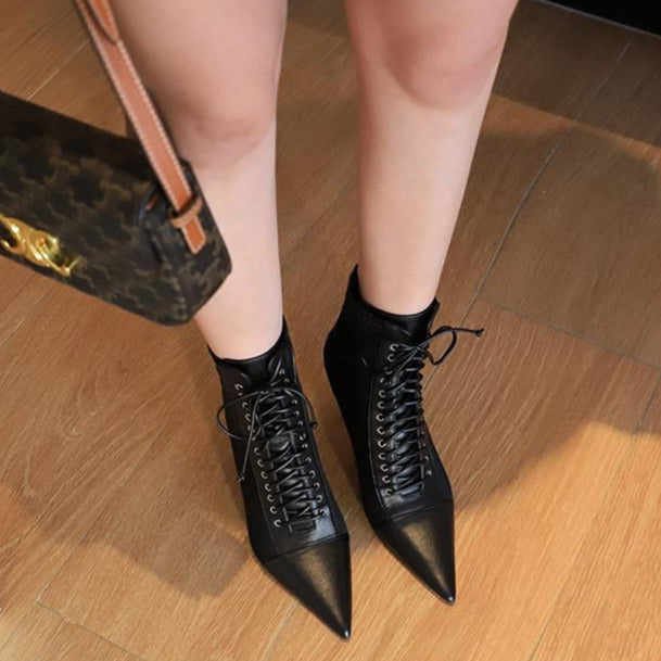 Sexy High Heel Pointed Toe Lace-up Boots Newgew