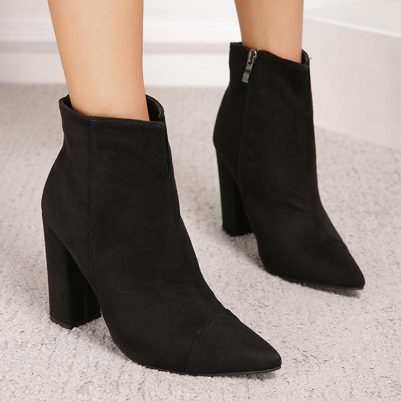 Pointed Toe Side Zipper Short Boots Newgew