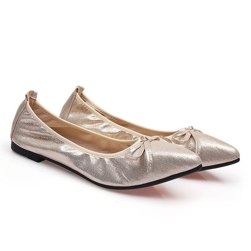 Bow Decor Pointed Toe Ballet Flats Newgew