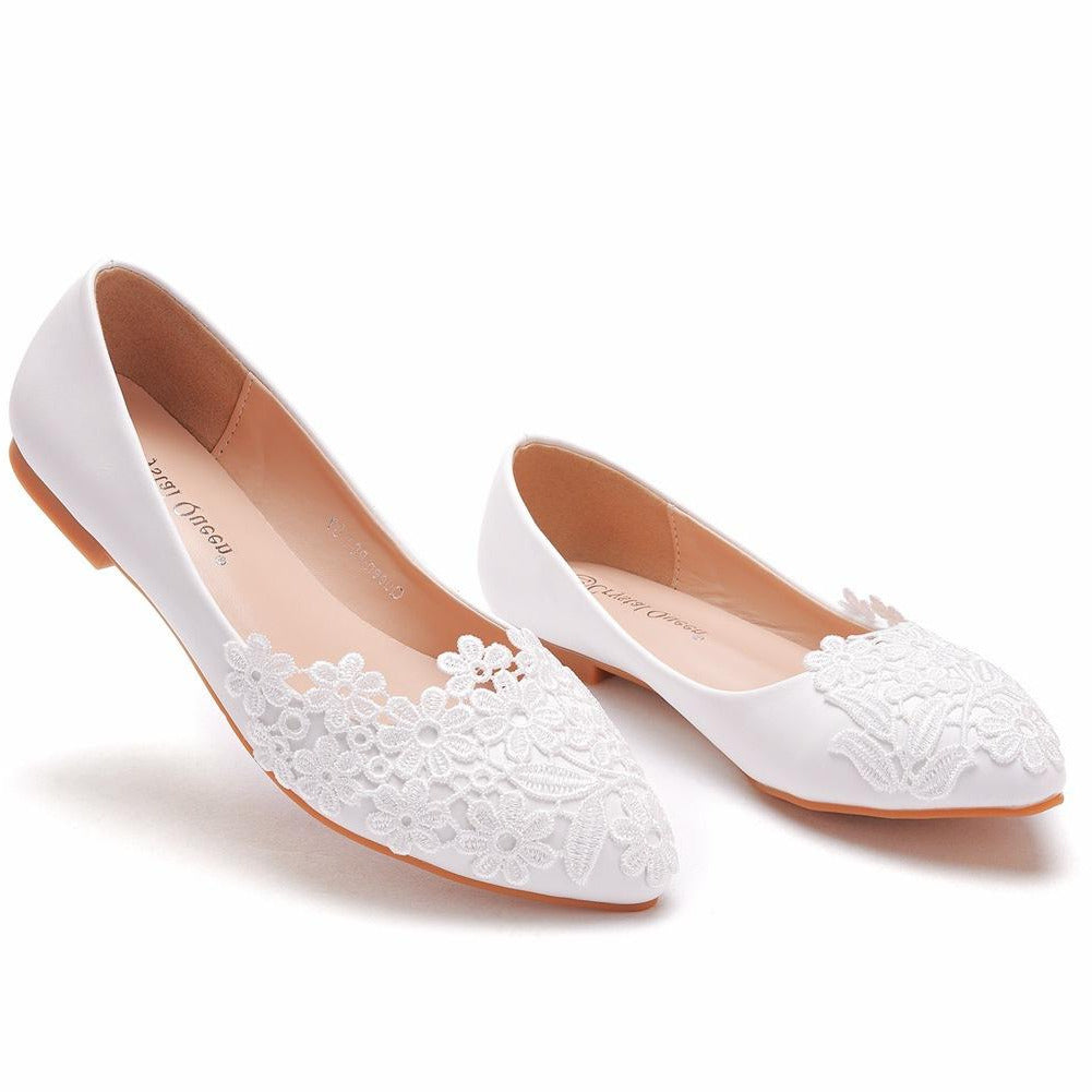 Lace Pointed Toe Flats Newgew