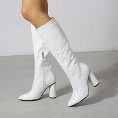 Thick Heel Round Toe Minimalist Thigh-high Boots Newgew