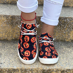 Halloween Round Toe Front Lace-up Sneakers Newgew