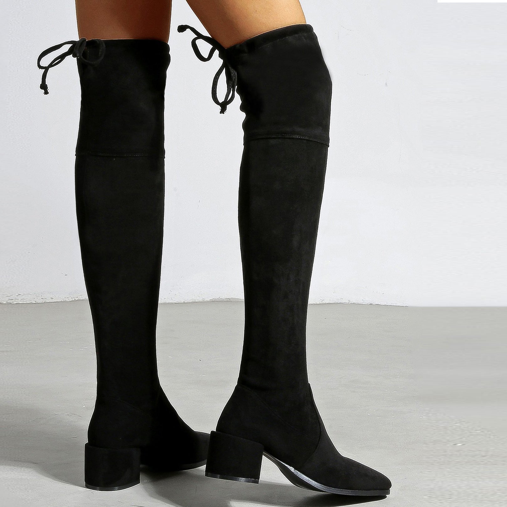 Chunky Heeled Suede Over-the-knee High Boots Newgew