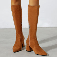 Chunky High Heeled Pointed Toe Short Boots Newgew