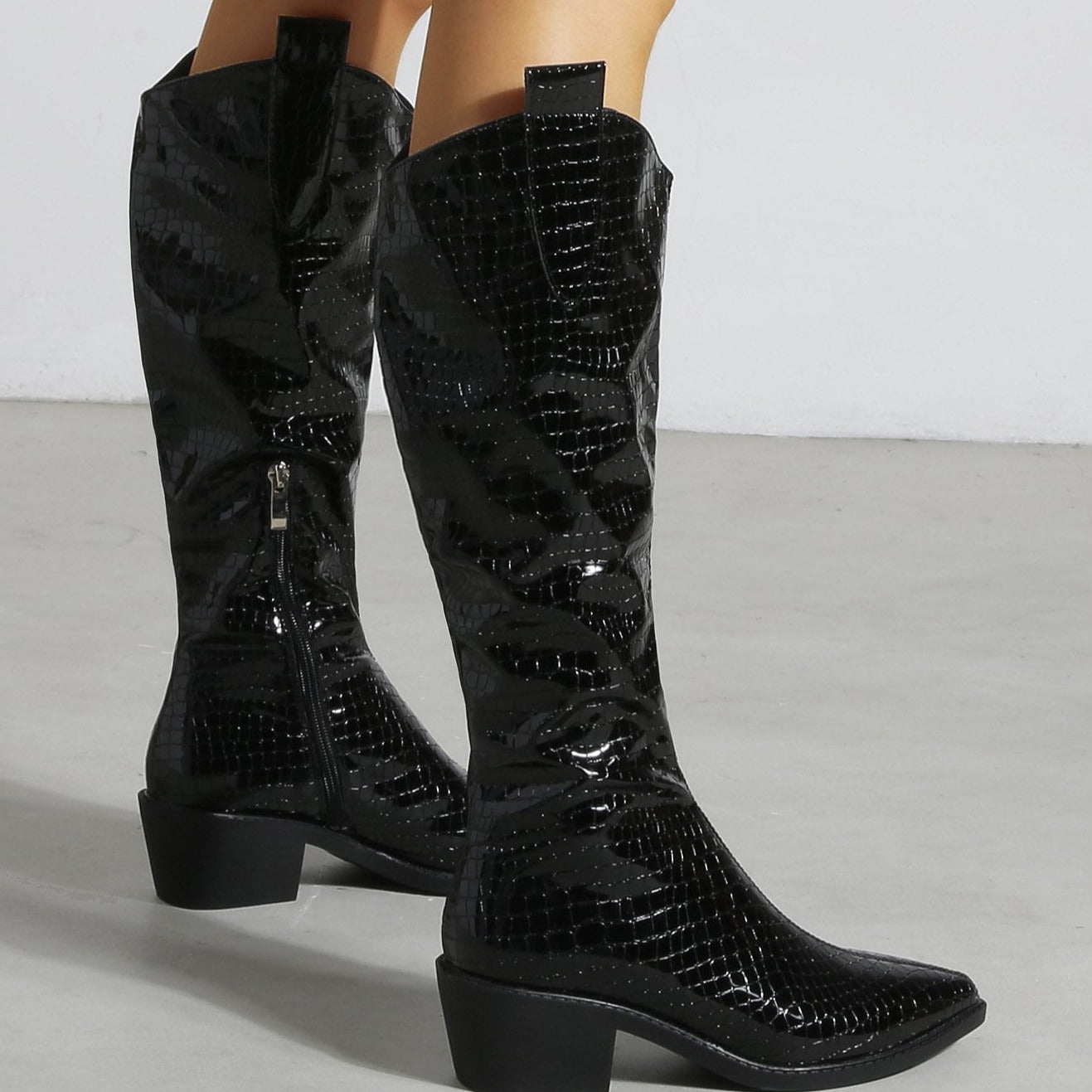 Chunky Heel Pointed Toe Western Boots Newgew