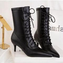 Lace-up Pointed Toes Ankle Boots Newgew