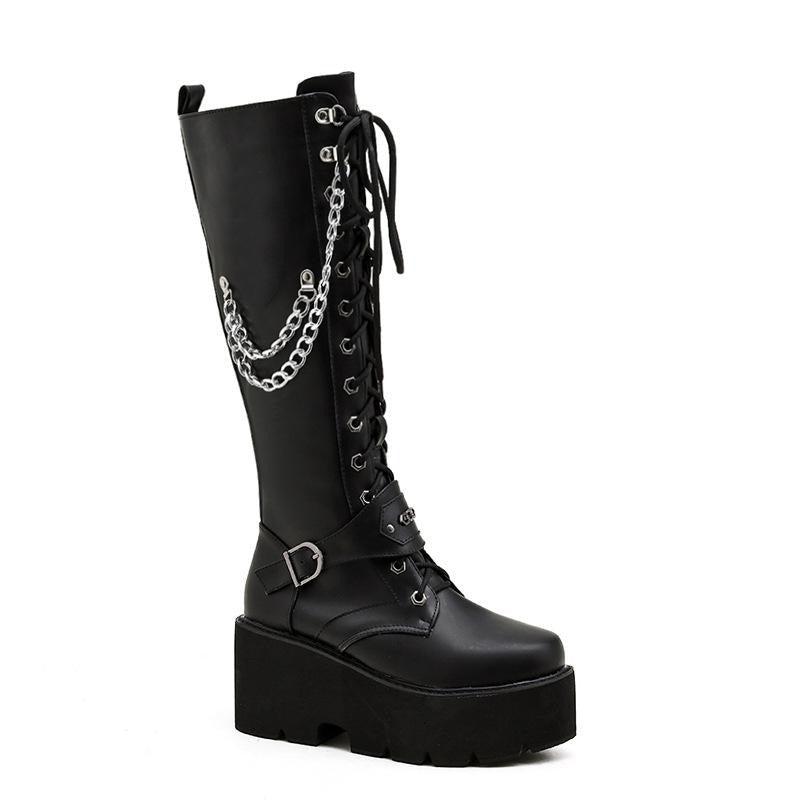 Thick-soled Chunky Chain Padded Boots Newgew