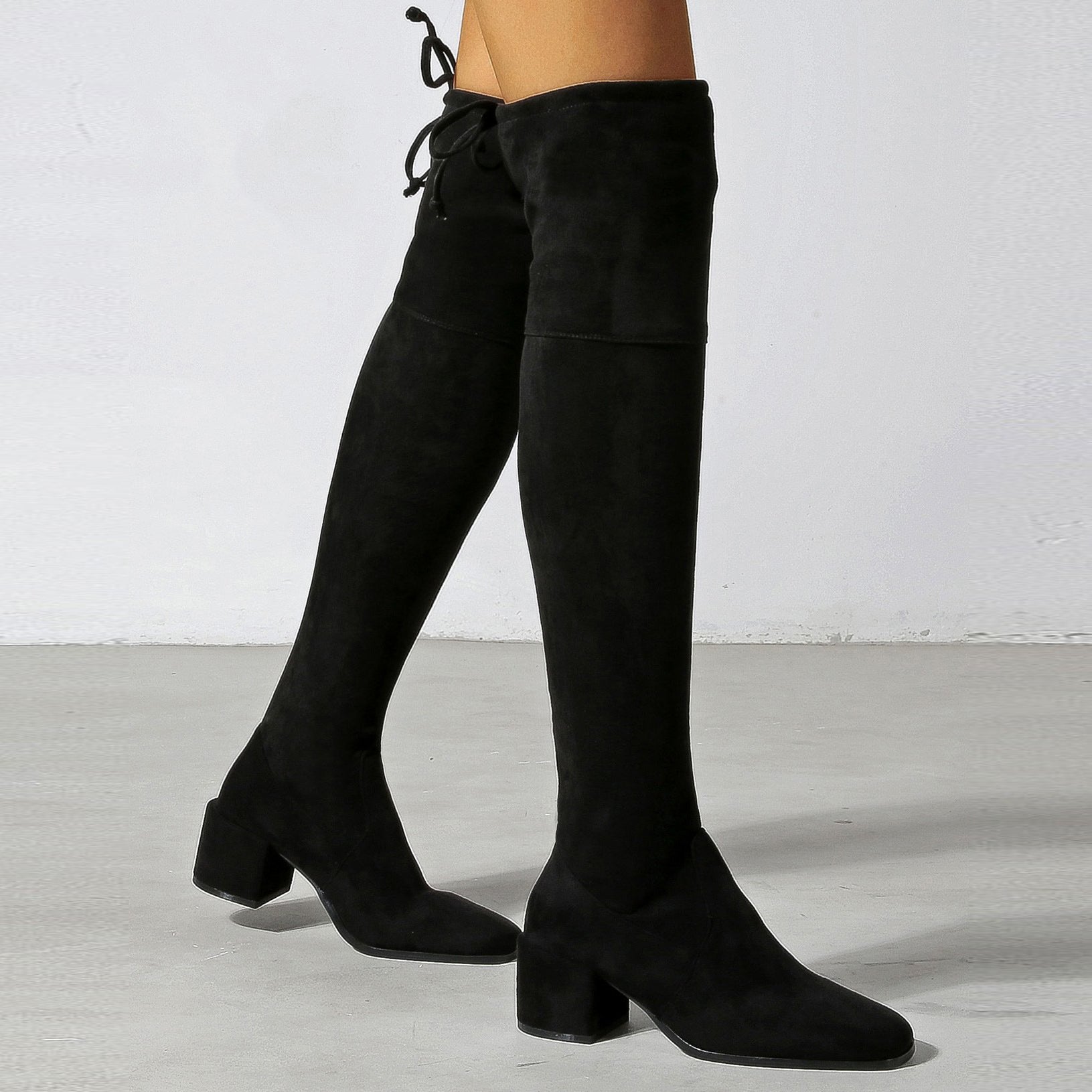 Chunky Heeled Suede Over-the-knee High Boots Newgew