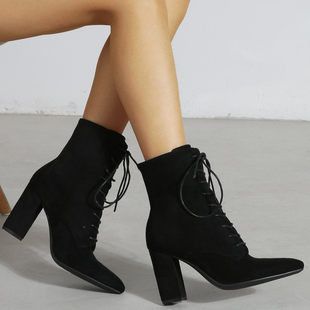 Chunky Heeled Suede Short Tube Boots Newgew