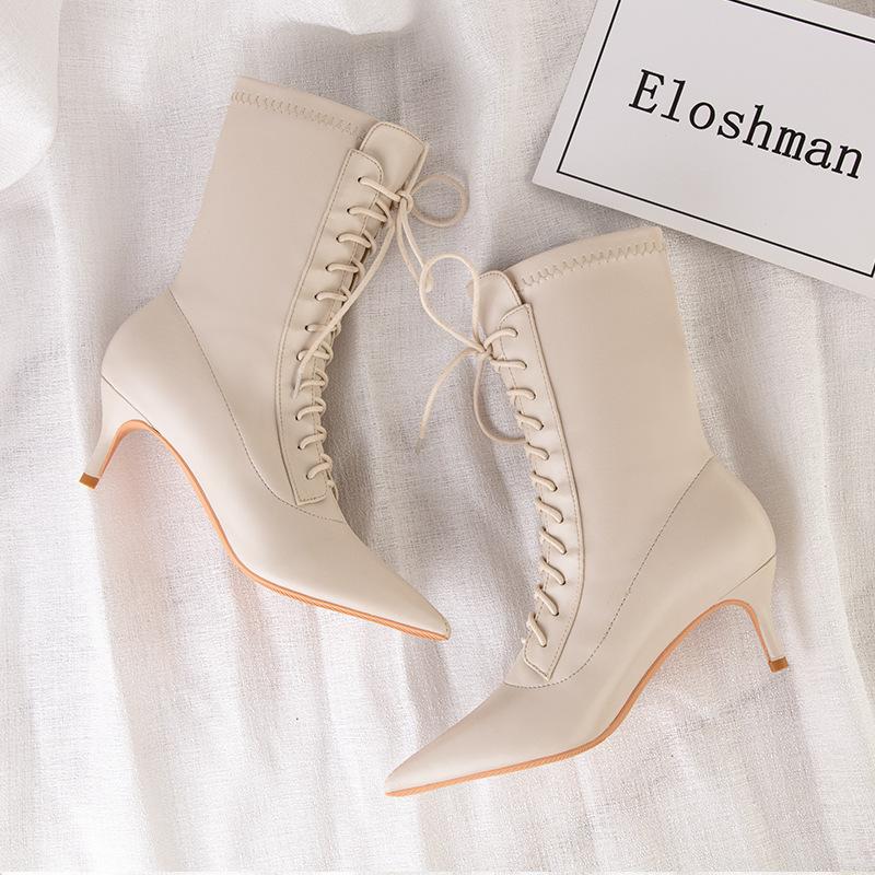 Lace-up Pointed Toes Ankle Boots Newgew