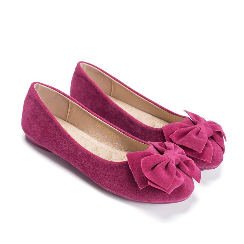 Bow Decor Suede Ballet Flats Newgew