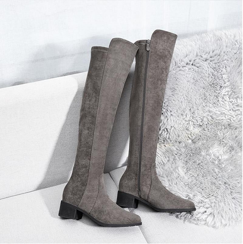 Long Tube Flat Side Zip Boots Newgew