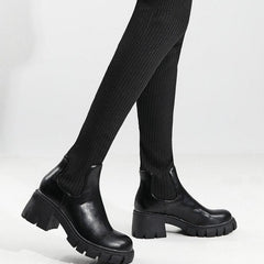 British Style Chunky Heeled Thick-soled Boots Newgew