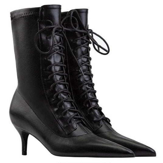 Lace-up Pointed Toes Ankle Boots Newgew