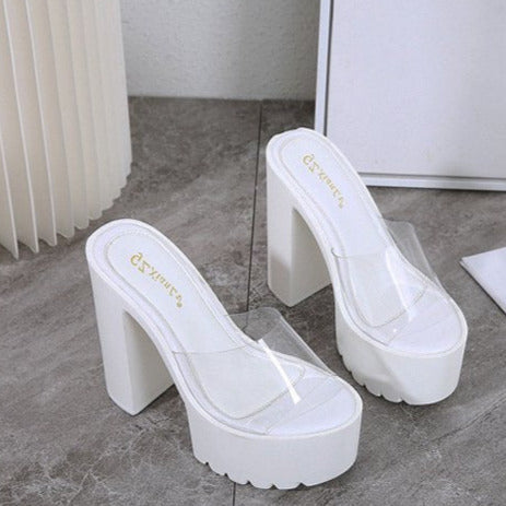 Chunky Waterproof Platform Super High-heeled Transparent Sandals Newgew