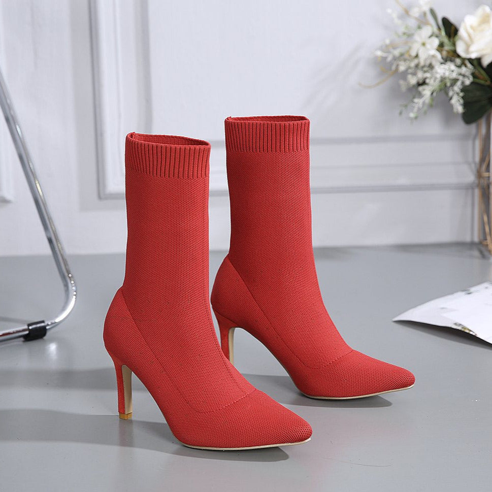 Fashionable Pointed Toe Stiletto Sock Boots Newgew