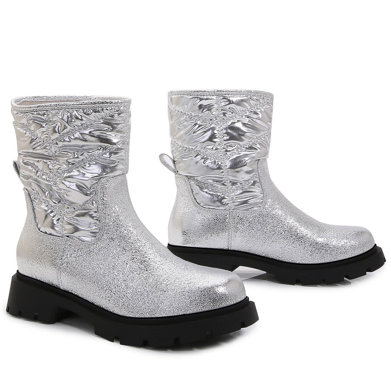 Silver Platform Chunky Boots Newgew