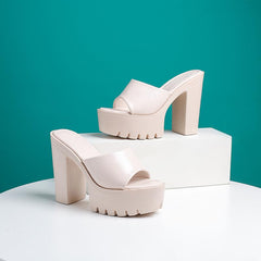 Minimalist Chunky Heeled Sandals Newgew