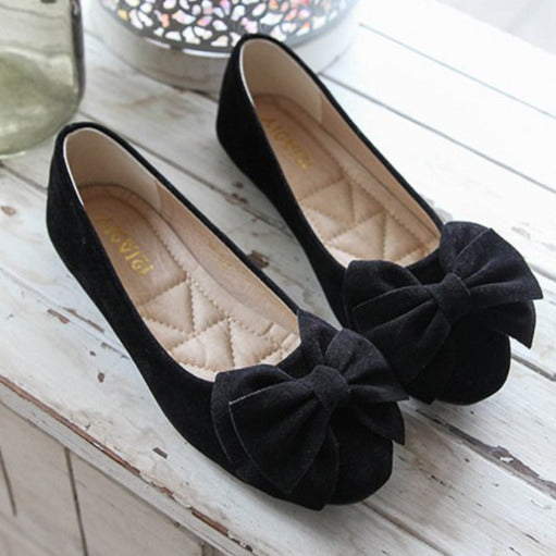 Bow Decor Suede Ballet Flats Newgew