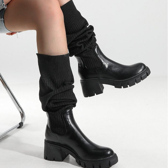 British Style Chunky Heeled Thick-soled Boots Newgew