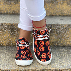 Halloween Round Toe Front Lace-up Sneakers Newgew