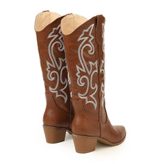 Vintage Chunky Heeled Embroidered Western Boots Newgew