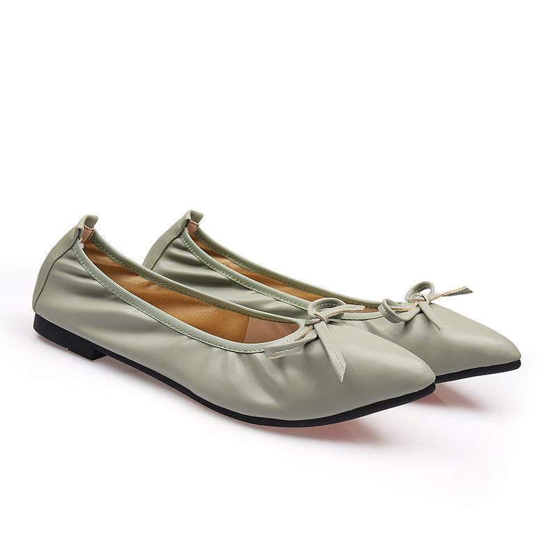 Bow Decor Pointed Toe Ballet Flats Newgew