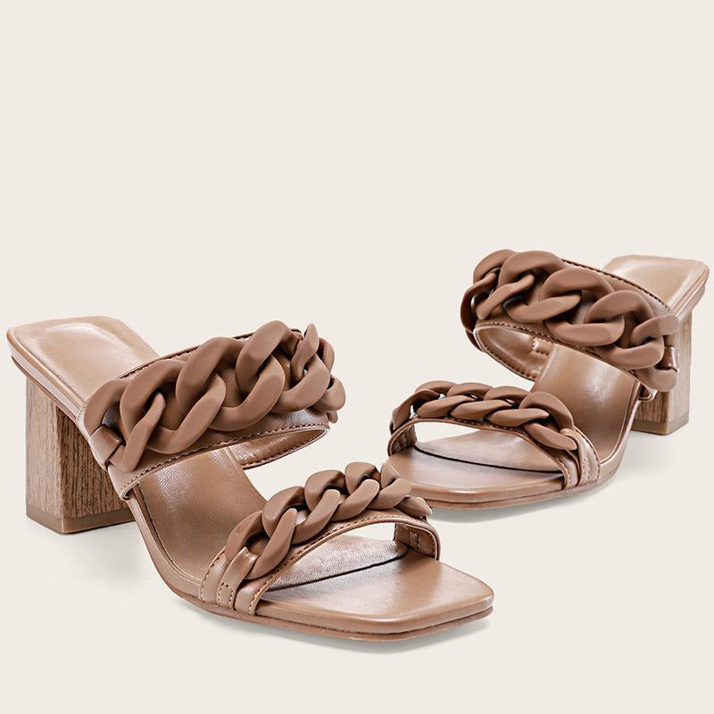 Chunky Square Toe Sandals Newgew