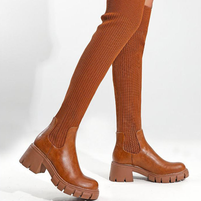 British Style Chunky Heeled Thick-soled Boots Newgew