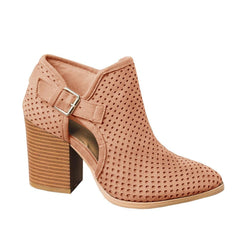 Cutout Buckle Design Thick Heeled Ankle Boots Newgew