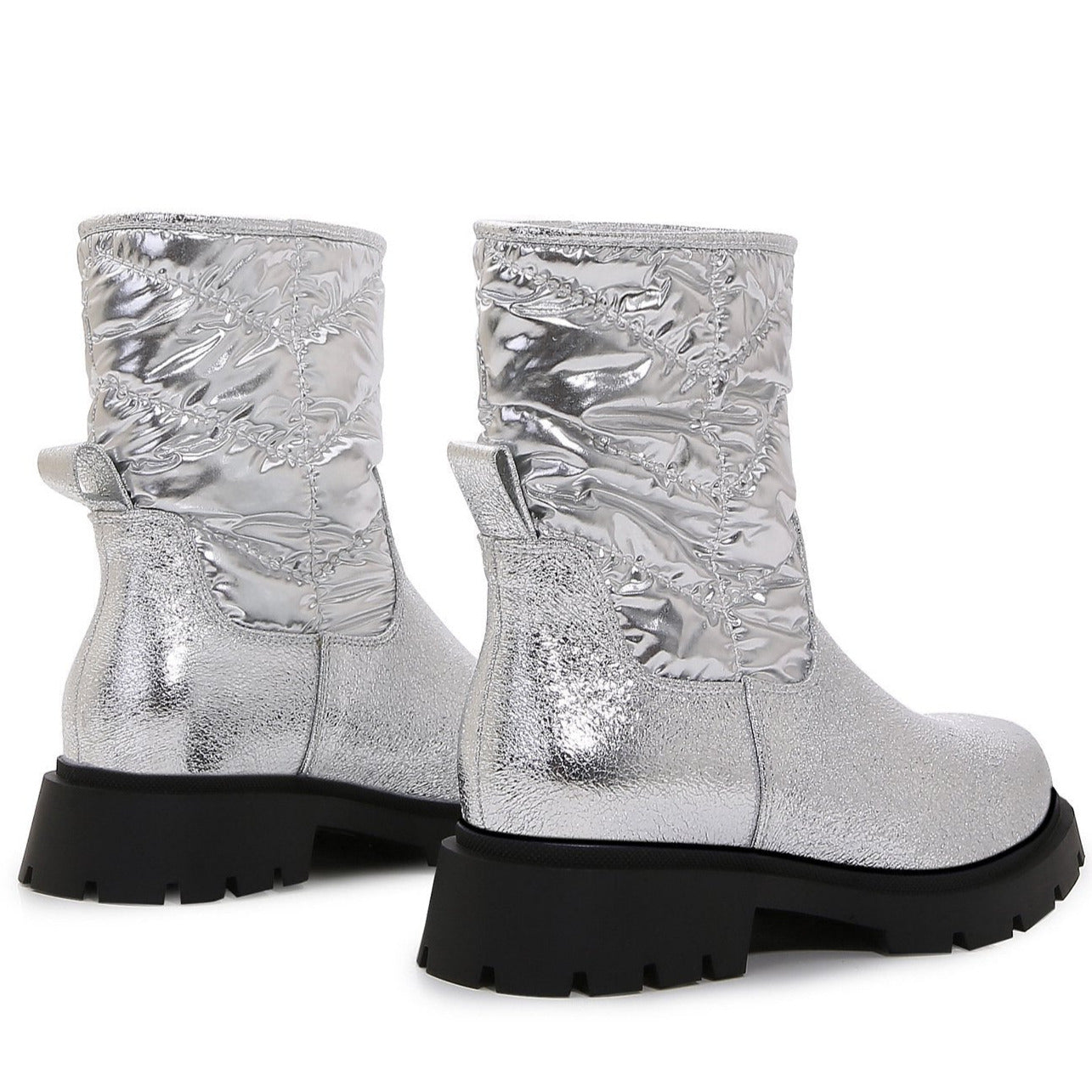 Silver Platform Chunky Boots Newgew