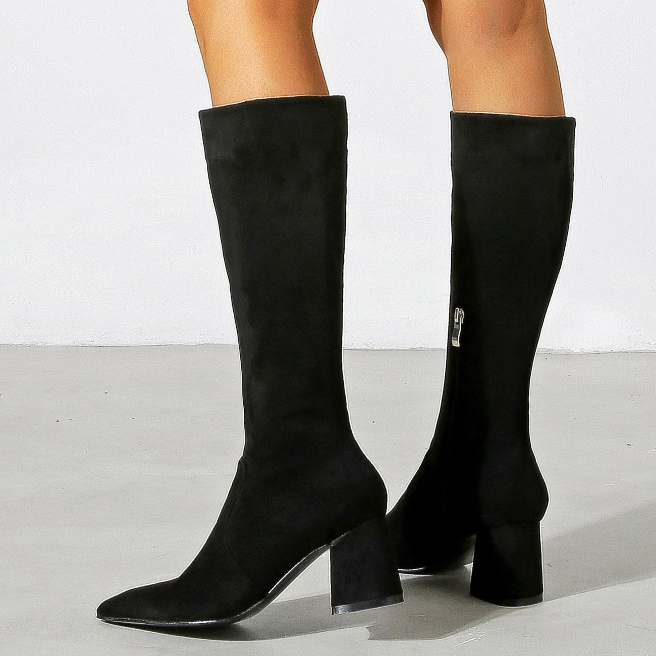 Chunky High Heeled Pointed Toe Short Boots Newgew