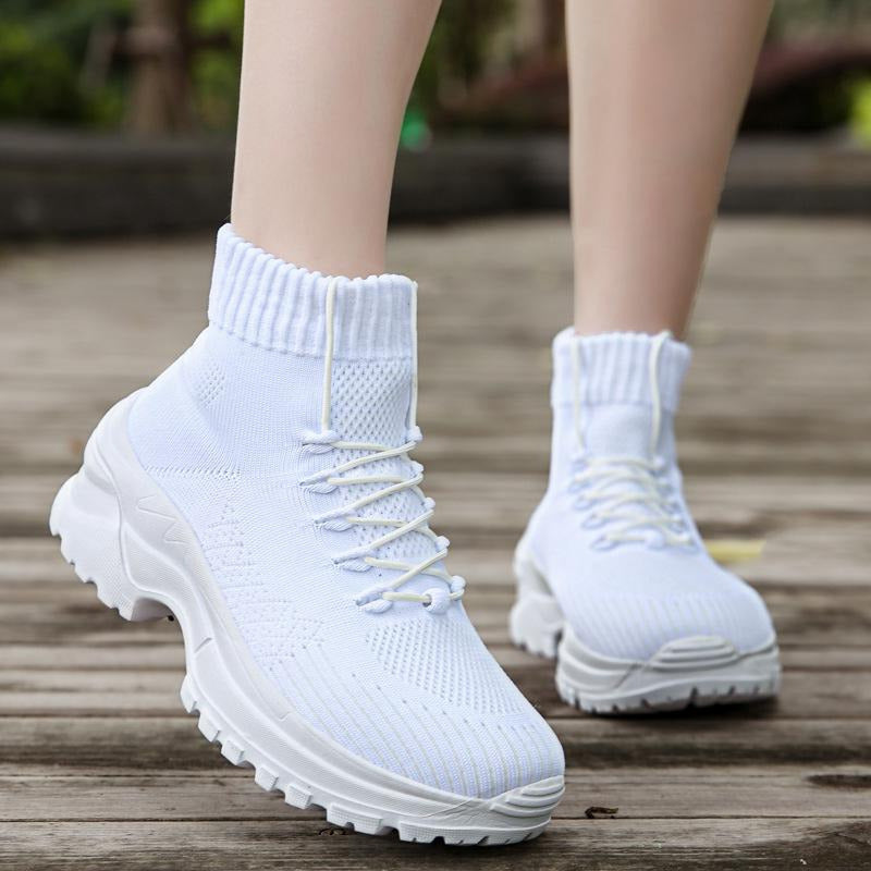 Front Lace-up Fly Knit Sneakers Newgew