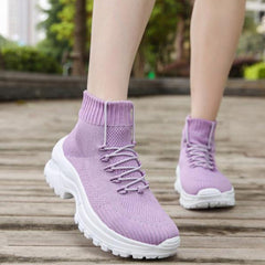 Front Lace-up Fly Knit Sneakers Newgew