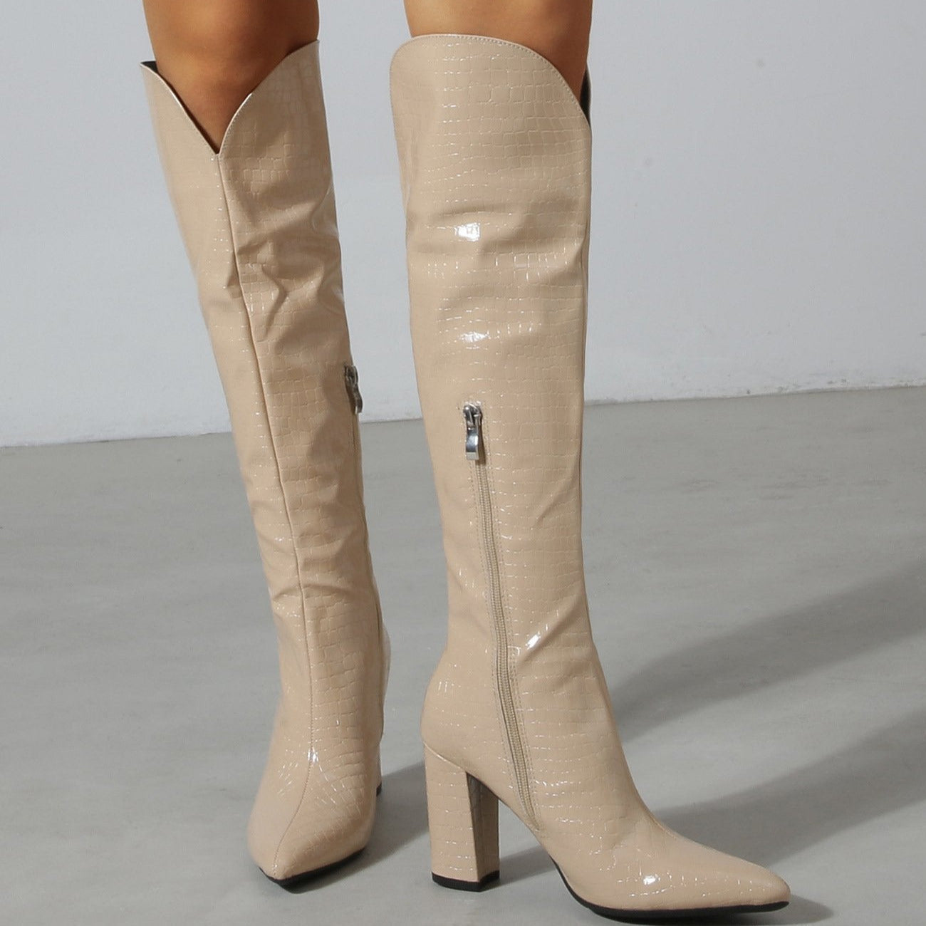 Chunky Heeled Thigh-high Boots Newgew