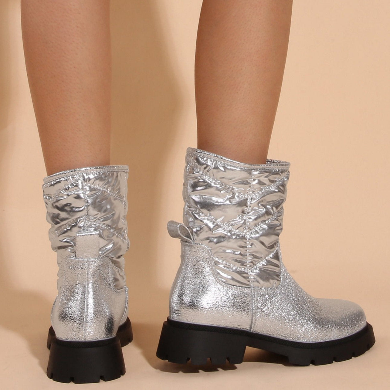 Silver Platform Chunky Boots Newgew