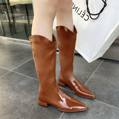 Pointed Toe Chunky Heel Knight Boots Newgew