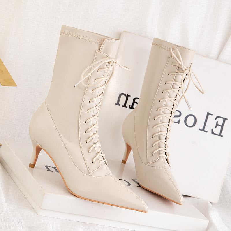 Lace-up Pointed Toes Ankle Boots Newgew